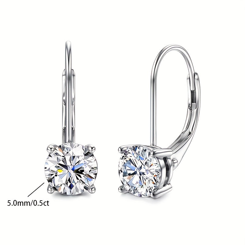 925 Sterling Silvery, Moissanite Earrings, 1.0 Carat Bright Round Cut Laboratory Planted Moissanite Earrings, 925 Silvery with 1.5g Pendant Moissanite Leverback Pendant Earrings, Equipped with Exquisite Gift Box