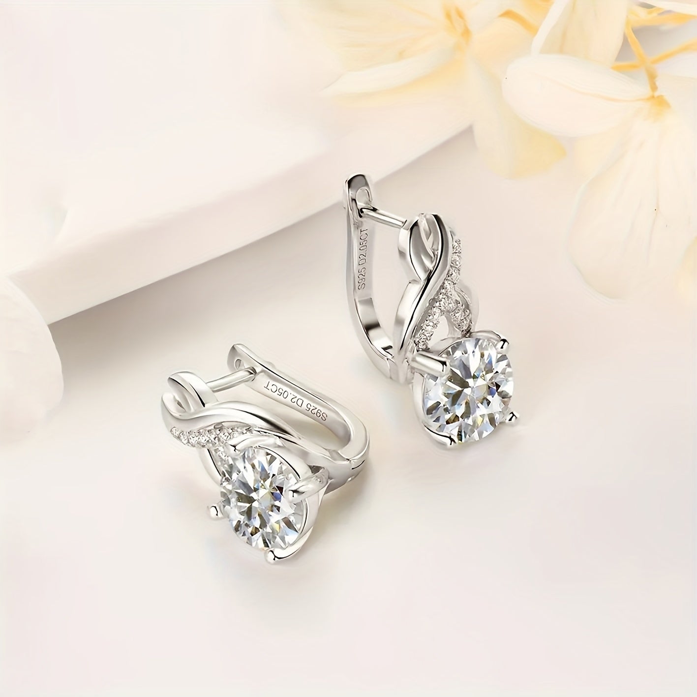 1 Pair Of Moissanite Infinity Elements Earrings for Women, 925 Silver 8mm Round Moissanite Earrings (Wedding & Party), Holiday Gifts, Earrings for Women, Jewelry Gifts, Gift Boxes