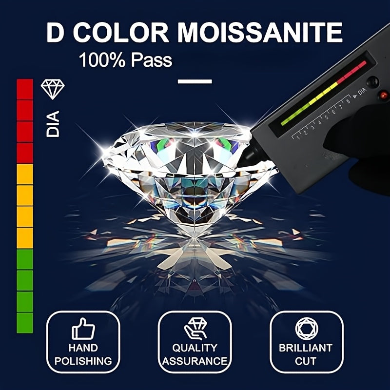 1 Pair Moissanite Stud Earrings 1CT, 2CT, 4CT, 6CT D Color VVS1 Clarity Brilliant Round Cut Lab Moissanite 18K gold plated White Golden Plated 925 Sterling 925 Silver Earring Jewelry Gifts for Men Girls with Jewelry Box, for Teenager