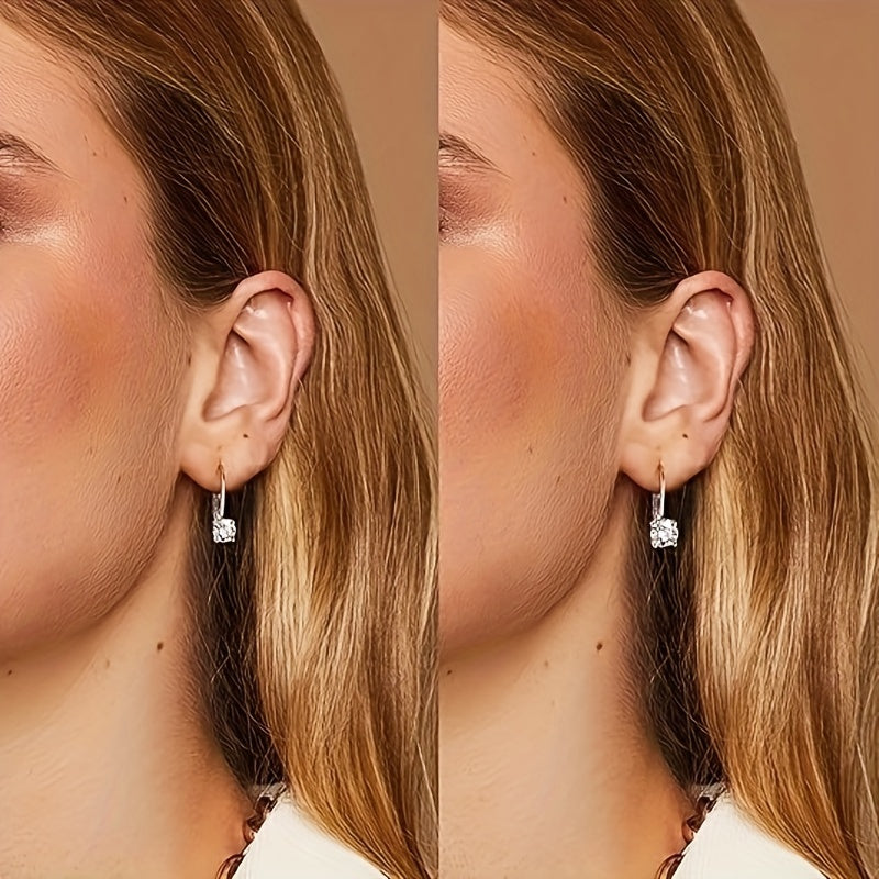 925 Sterling Silvery, Moissanite Earrings, 1.0 Carat Bright Round Cut Laboratory Planted Moissanite Earrings, 925 Silvery with 1.5g Pendant Moissanite Leverback Pendant Earrings, Equipped with Exquisite Gift Box