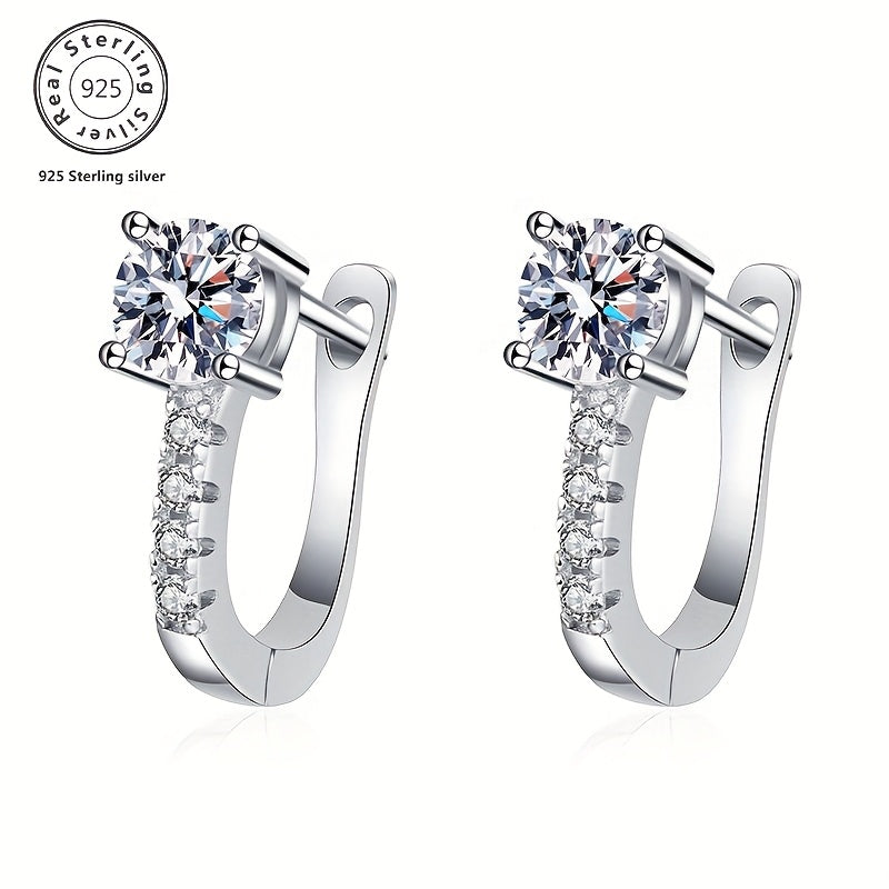 1 Pair Of Exquisitely Crafted 925 Sterling Silvery 0.5*2 Carat Moissart, 4 Small Diamond Earrings, Wife Anniversary Gift, Birthday Jewelry From A Woman to A Girlfriend, Valentine's Day Mother's Day Gift, Gift Box