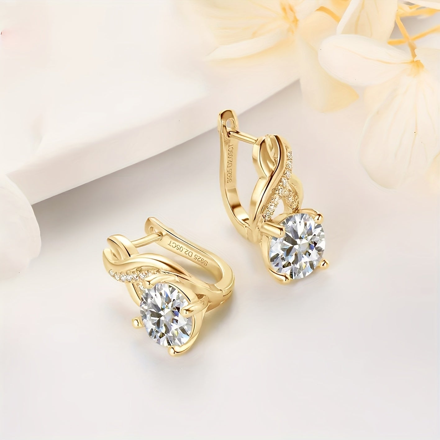1 Pair Of Moissanite Infinity Elements Earrings for Women, 925 Silver 8mm Round Moissanite Earrings (Wedding & Party), Holiday Gifts, Earrings for Women, Jewelry Gifts, Gift Boxes