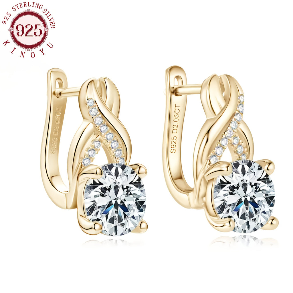 1 Pair Of Moissanite Infinity Elements Earrings for Women, 925 Silver 8mm Round Moissanite Earrings (Wedding & Party), Holiday Gifts, Earrings for Women, Jewelry Gifts, Gift Boxes