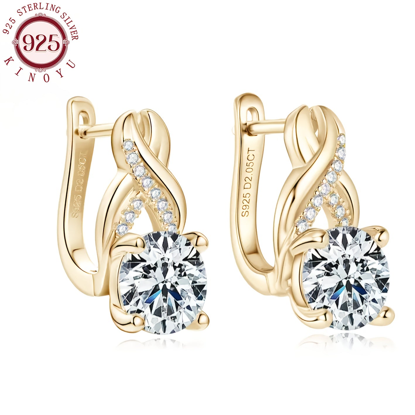 1 Pair Of Moissanite Infinity Elements Earrings for Women, 925 Silver 8mm Round Moissanite Earrings (Wedding & Party), Holiday Gifts, Earrings for Women, Jewelry Gifts, Gift Boxes