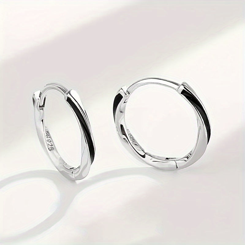 S925 Minimalist Men'S And Women'S Hypoallergenic Pure Silvery Earrings, Worn Daily