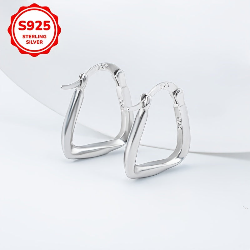 Women's earrings with simple geometric twist 925 silver, suitable for daily wear and gift giving
