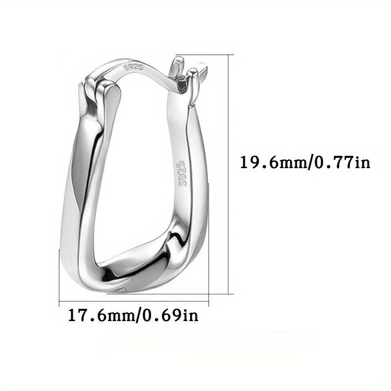 Women's earrings with simple geometric twist 925 silver, suitable for daily wear and gift giving