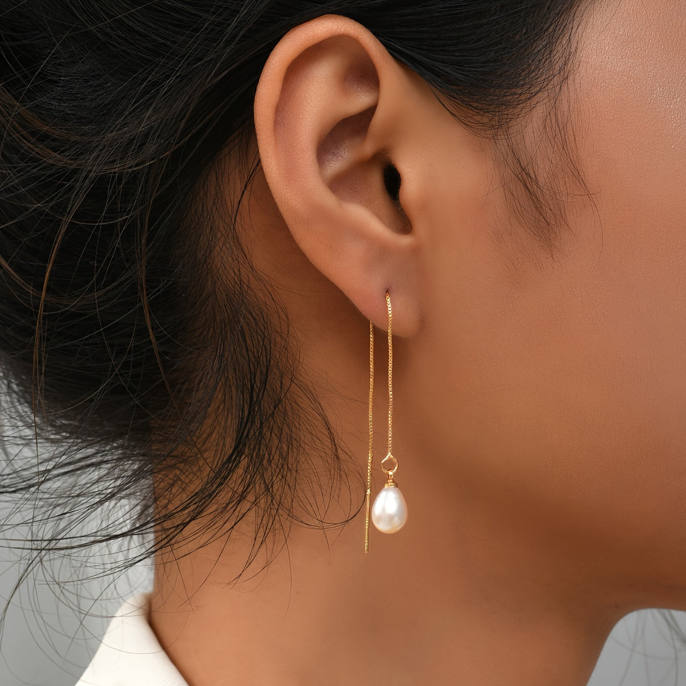 1 Pair Exquisite Freshwater Imitation Pearl Pendant Long Dangle Earrings - Elegant Simple Style, Trendy Female Gift, Hypoallergenic, Nickel-Free, Long-Lasting, Durable, Perfect for Any Occasion, for Teenager