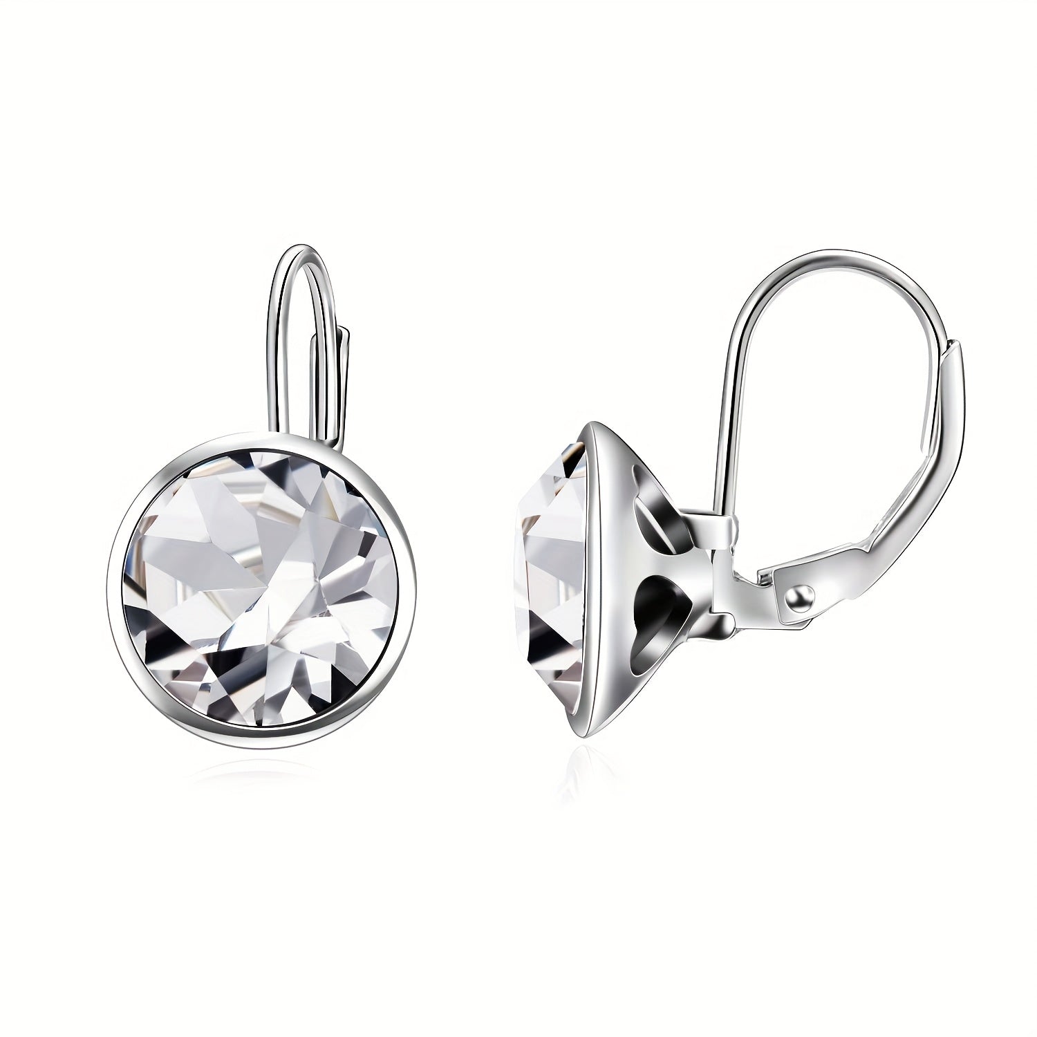 S925 Sterling Silver Bella Earrings Embellished with Artificial Crystal Pierced Leverback Cushion Cut Earrings, Fine Jewelry Gifts for Women, Best for Christmas