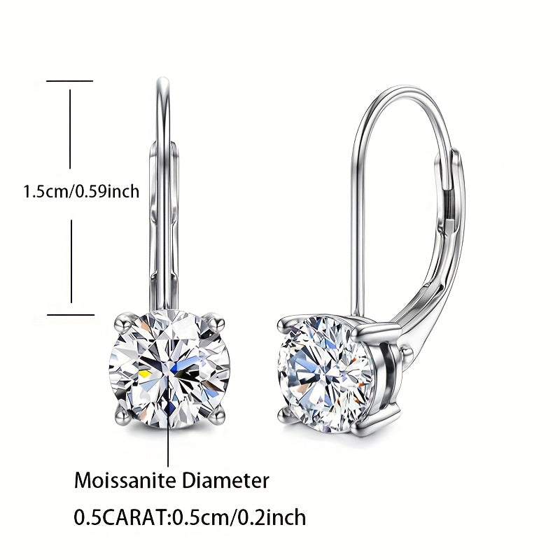 925 Sterling Silvery, Moissanite Earrings, 1.0 Carat Bright Round Cut Laboratory Planted Moissanite Earrings, 925 Silvery with 1.5g Pendant Moissanite Leverback Pendant Earrings, Equipped with Exquisite Gift Box