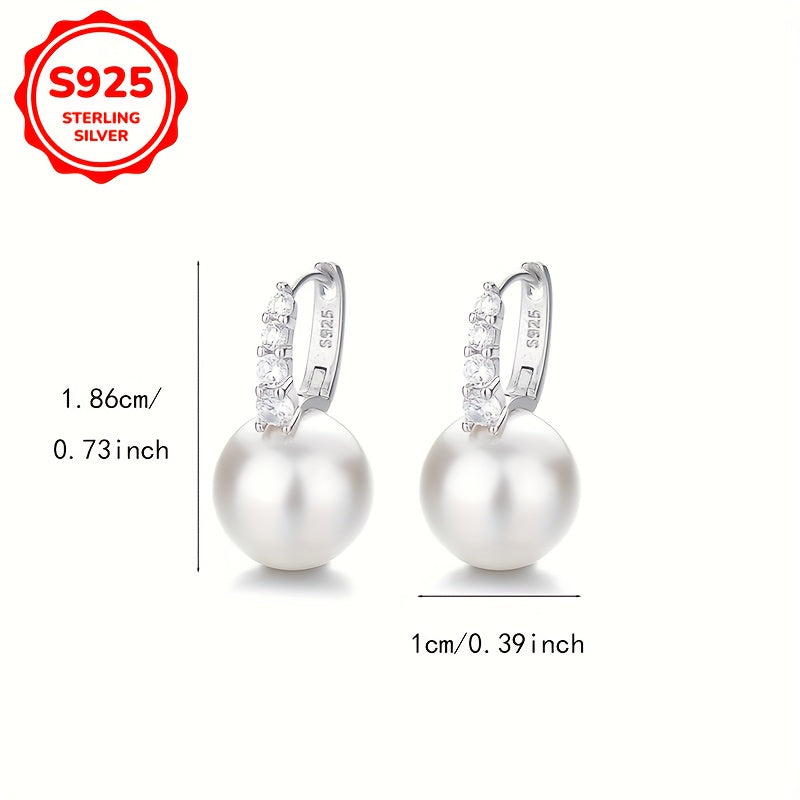 1 Pair Ladies Fashion Vintage Elegant Ring Earrings, Simple Luxury, 925 Silver, 3.9g, Synthetic Zirconia Mosaic, with Sterling Silver Ear Needle, for Daily, Party, Mother'S Day, Anniversary, Valentine'S Day, Birthday, Christmas