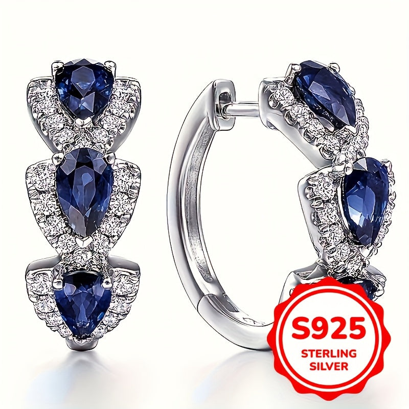 A Pair of 925 Sterling Silver Round Earrings for Ladies' Fashion Rings, with an Elegant And Luxurious Style, Are Suitable for Brides' Engagement And Wedding Jewelry