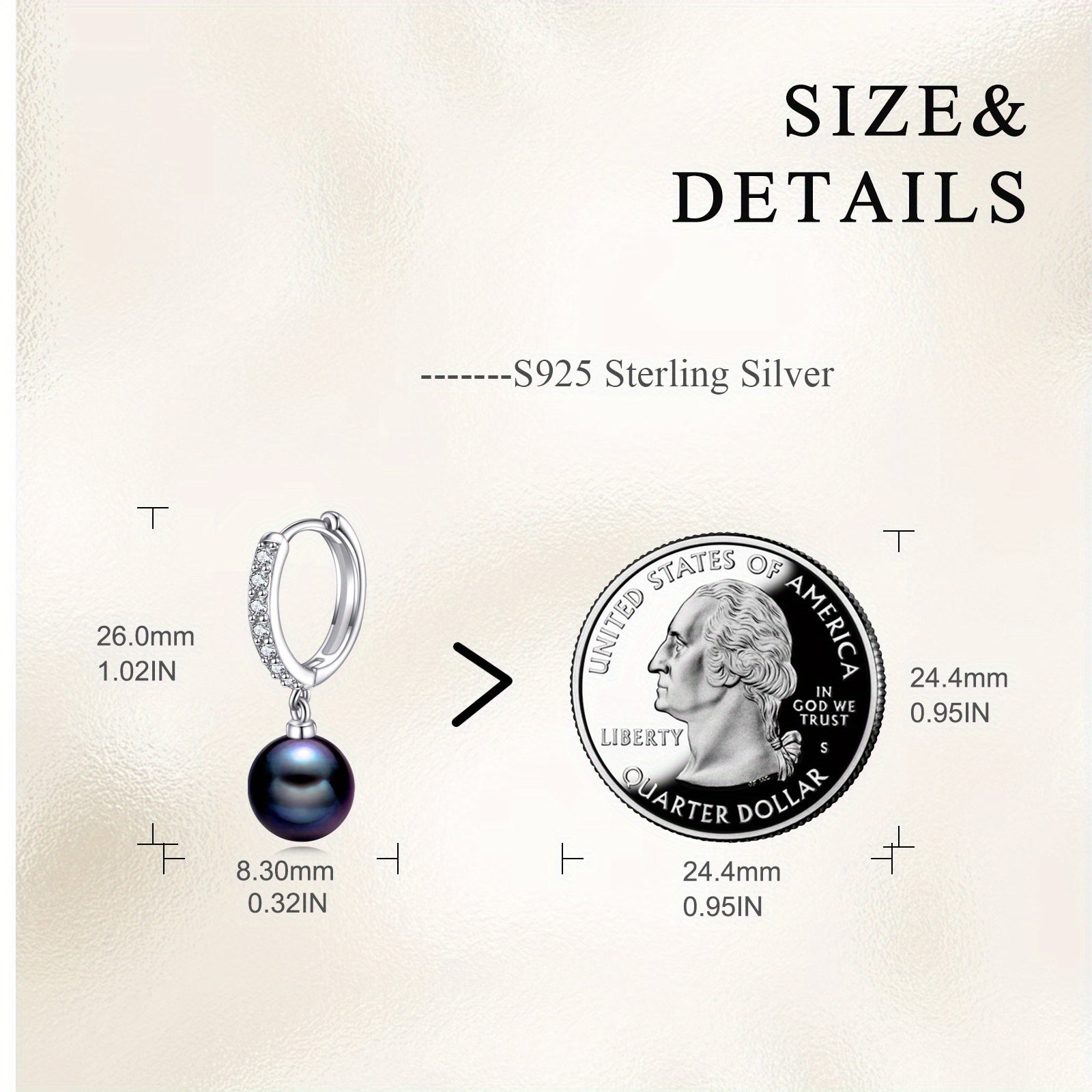 VONALA 925 Sterling Silver Black Synthetic Pearl Hoop Earrings with Sparkling Rhinestones - Dangle Drop Jewelry for Women, Elegant Gift for Christmas and Daily Wear, Christmas Earrings | Elegant Dangle Earrings | Rhinestone Accents, Pearl Earrings