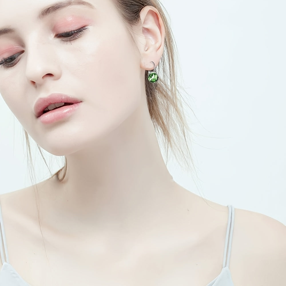 S925 Sterling Silver Bella Earrings Embellished with Artificial Crystal Pierced Leverback Cushion Cut Earrings, Fine Jewelry Gifts for Women, Best for Christmas