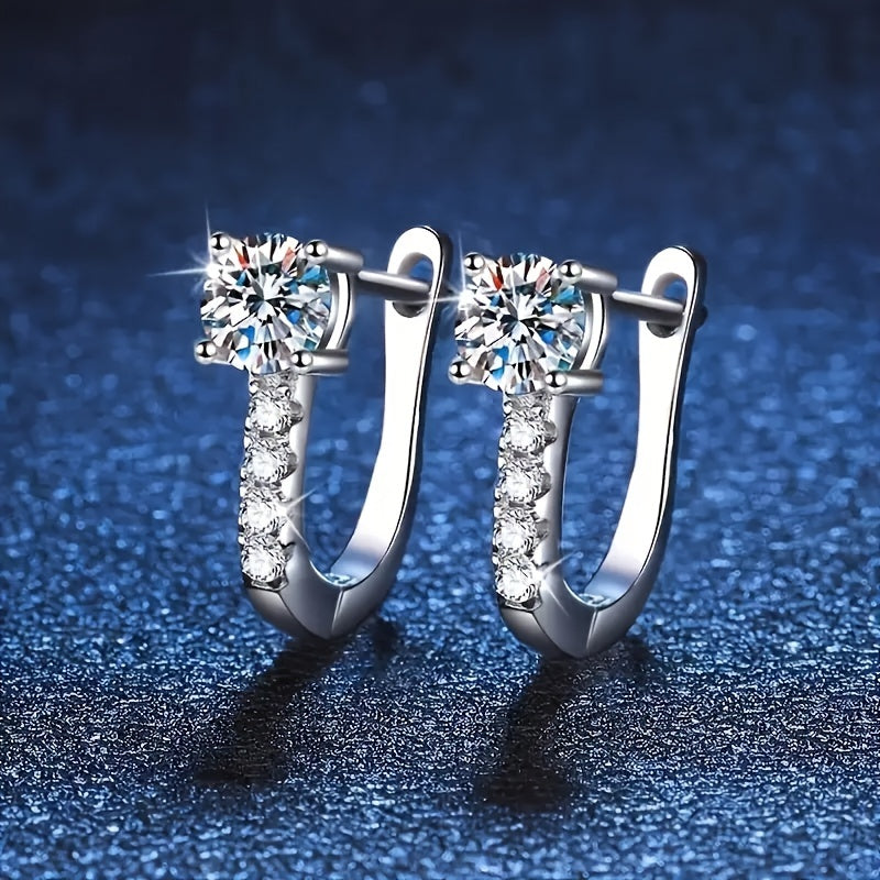 [Elegant Silver Earrings] Elegant 925 Silver 1 Pairs Moissanite Earrings | Women's Fine Jewelry, Daily Wear, Perfect Holiday Souvenir Gift for Lady Teenage Girl, with A Beautiful Gift Box