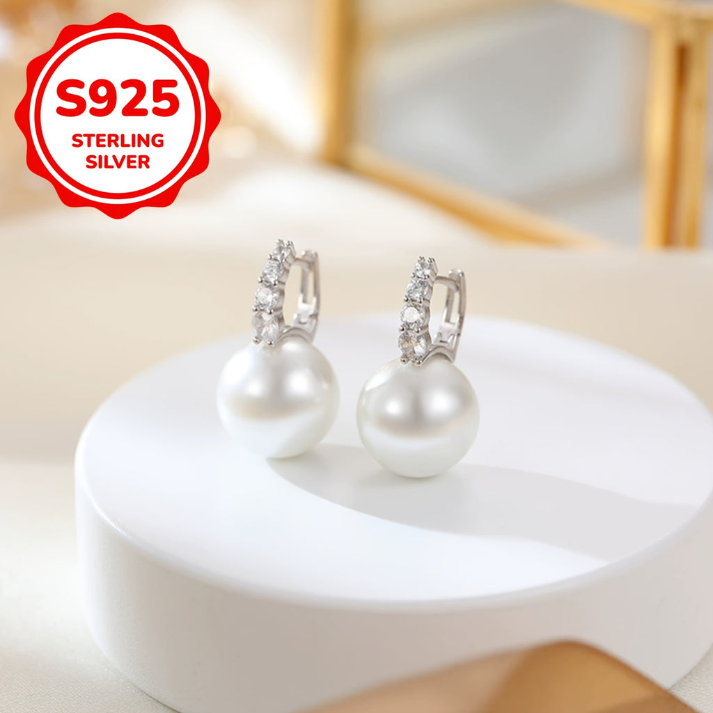 1 Pair Ladies Fashion Vintage Elegant Ring Earrings, Simple Luxury, 925 Silver, 3.9g, Synthetic Zirconia Mosaic, with Sterling Silver Ear Needle, for Daily, Party, Mother'S Day, Anniversary, Valentine'S Day, Birthday, Christmas