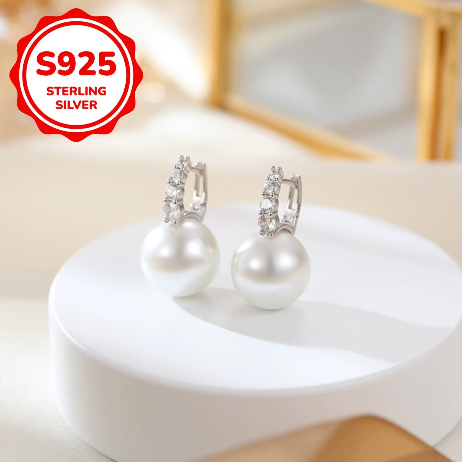 1 Pair Ladies Fashion Vintage Elegant Ring Earrings, Simple Luxury, 925 Silver, 3.9g, Synthetic Zirconia Mosaic, with Sterling Silver Ear Needle, for Daily, Party, Mother'S Day, Anniversary, Valentine'S Day, Birthday, Christmas