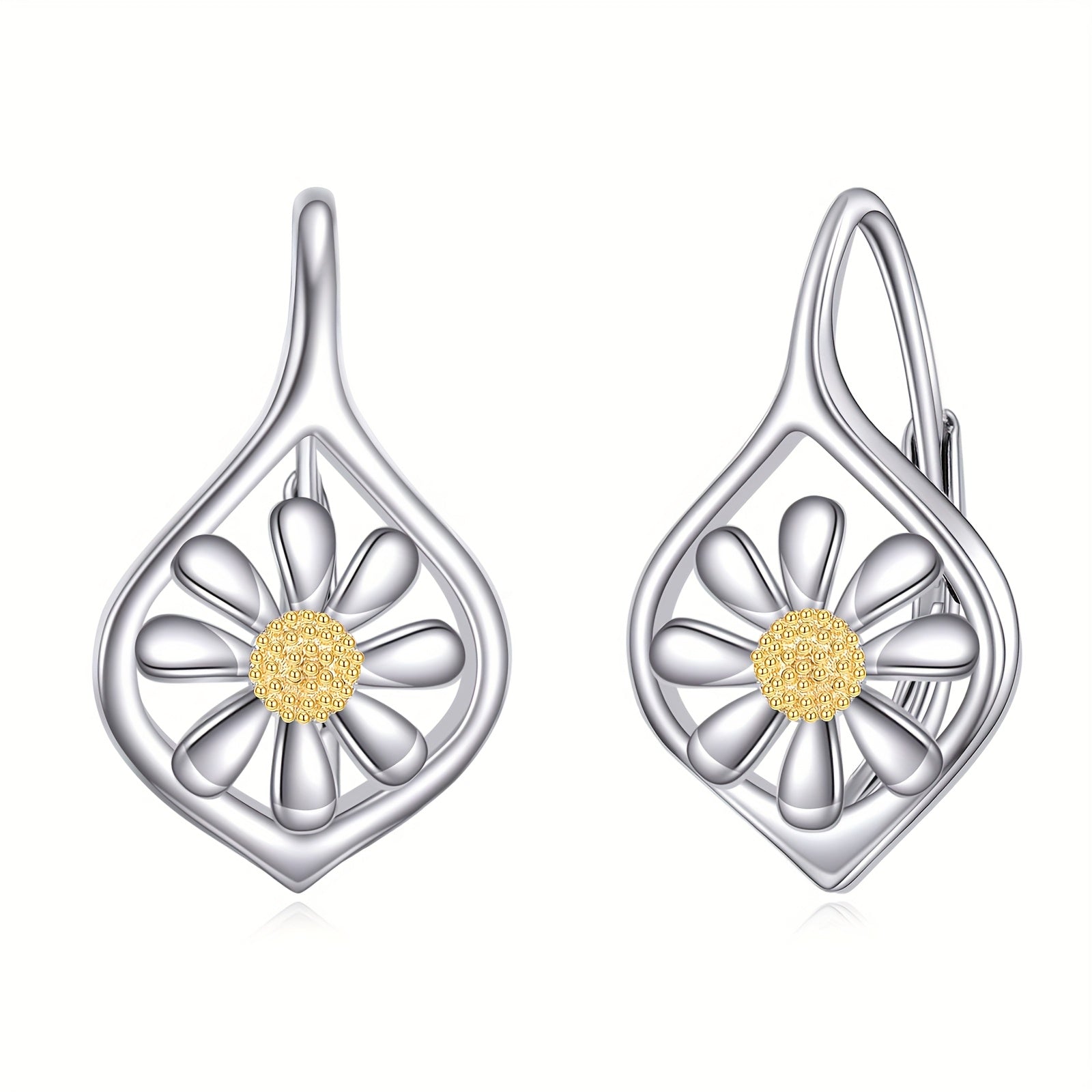 Daisy Earrings for Women Sterling Silver Daisy Dangle Drop Earrings Dainty Flower Leverback Jewelry for Women