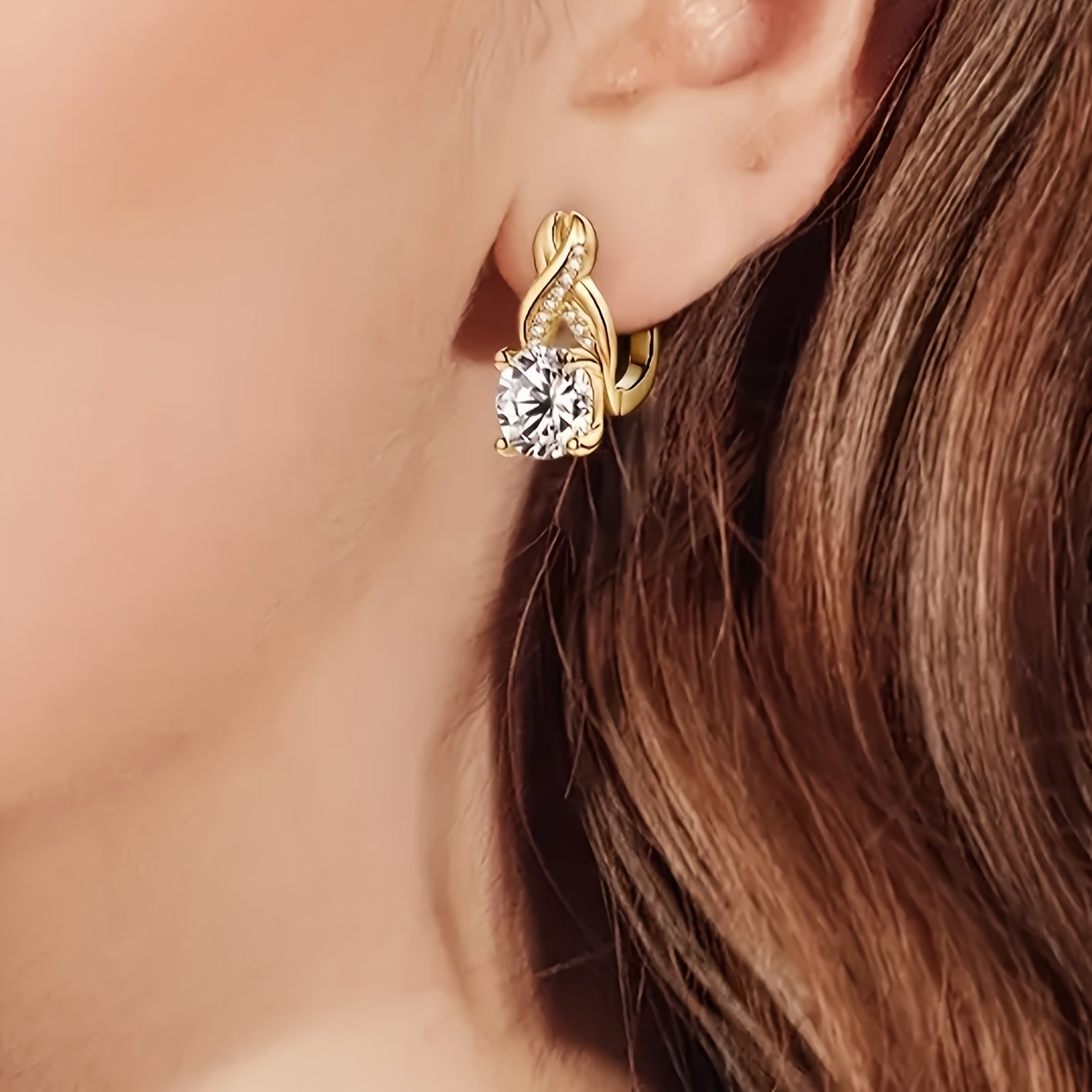 1 Pair Of Moissanite Infinity Elements Earrings for Women, 925 Silver 8mm Round Moissanite Earrings (Wedding & Party), Holiday Gifts, Earrings for Women, Jewelry Gifts, Gift Boxes