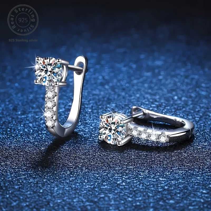1 Pair Of Exquisitely Crafted 925 Sterling Silvery 0.5*2 Carat Moissart, 4 Small Diamond Earrings, Wife Anniversary Gift, Birthday Jewelry From A Woman to A Girlfriend, Valentine's Day Mother's Day Gift, Gift Box