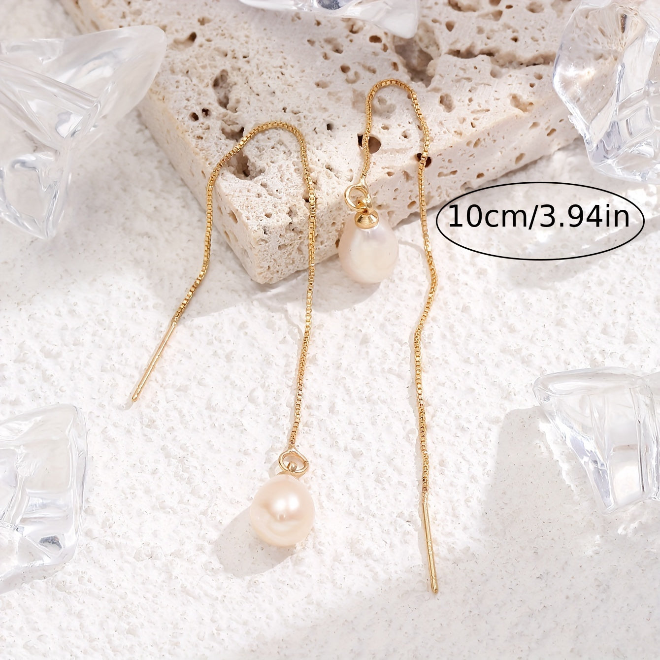 1 Pair Exquisite Freshwater Imitation Pearl Pendant Long Dangle Earrings - Elegant Simple Style, Trendy Female Gift, Hypoallergenic, Nickel-Free, Long-Lasting, Durable, Perfect for Any Occasion, for Teenager