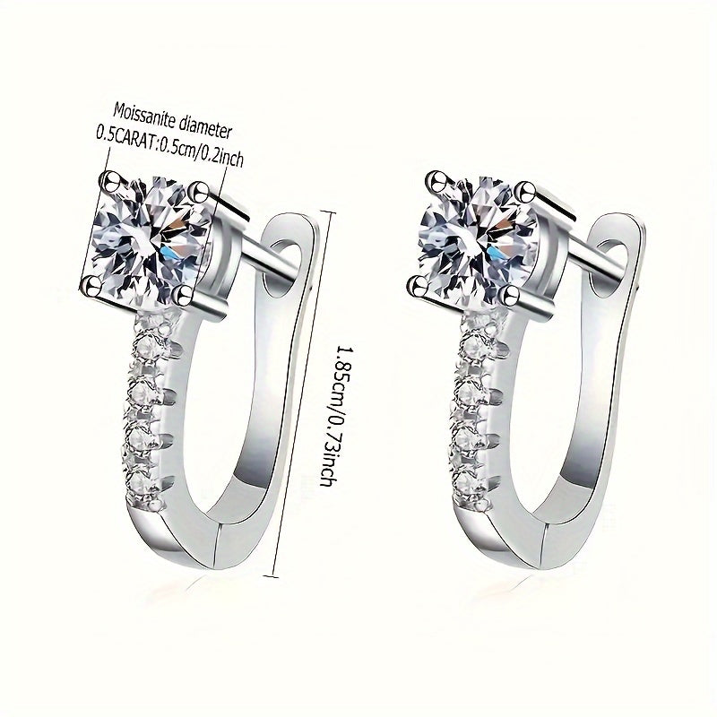 1 Pair Of Exquisitely Crafted 925 Sterling Silvery 0.5*2 Carat Moissart, 4 Small Diamond Earrings, Wife Anniversary Gift, Birthday Jewelry From A Woman to A Girlfriend, Valentine's Day Mother's Day Gift, Gift Box