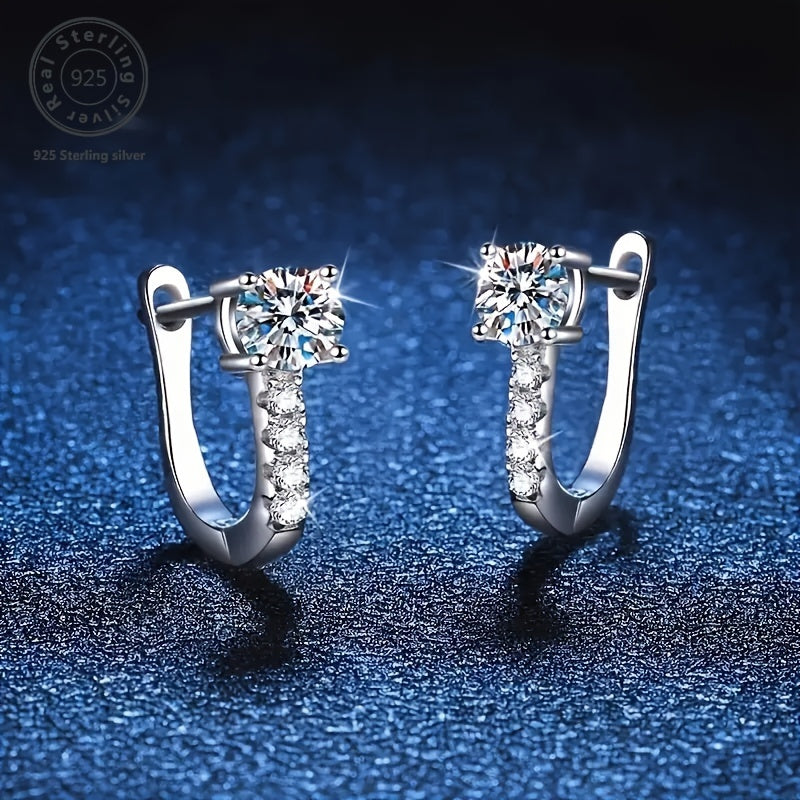1 Pair Of Exquisitely Crafted 925 Sterling Silvery 0.5*2 Carat Moissart, 4 Small Diamond Earrings, Wife Anniversary Gift, Birthday Jewelry From A Woman to A Girlfriend, Valentine's Day Mother's Day Gift, Gift Box