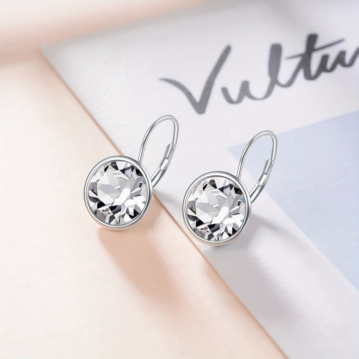 S925 Sterling Silver Bella Earrings Embellished with Artificial Crystal Pierced Leverback Cushion Cut Earrings, Fine Jewelry Gifts for Women, Best for Christmas