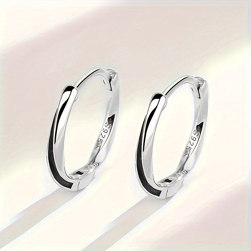 S925 Minimalist Men'S And Women'S Hypoallergenic Pure Silvery Earrings, Worn Daily