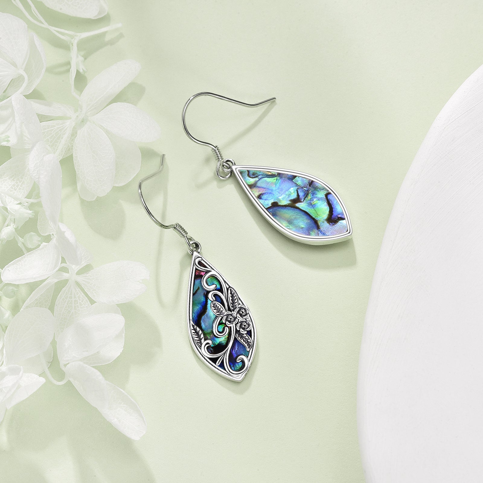 Silvery Earrings for Women Sterling Silvery Filigree Earrings Teardrop Dangle Drop Filigree Bohemia Jewelry Gift for Women Mother Mom