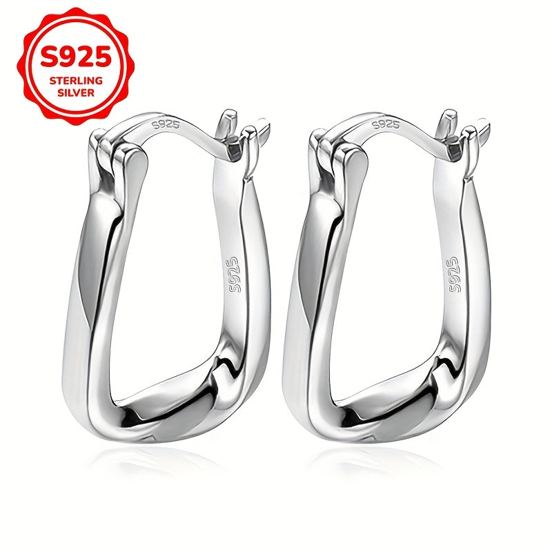 Women's earrings with simple geometric twist 925 silver, suitable for daily wear and gift giving