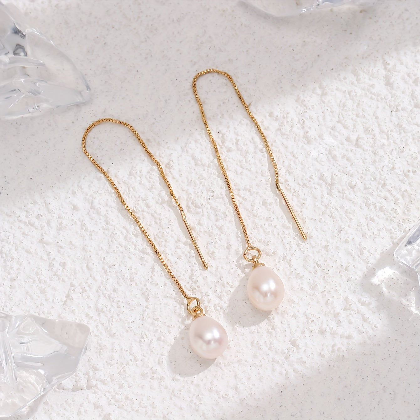 1 Pair Exquisite Freshwater Imitation Pearl Pendant Long Dangle Earrings - Elegant Simple Style, Trendy Female Gift, Hypoallergenic, Nickel-Free, Long-Lasting, Durable, Perfect for Any Occasion, for Teenager