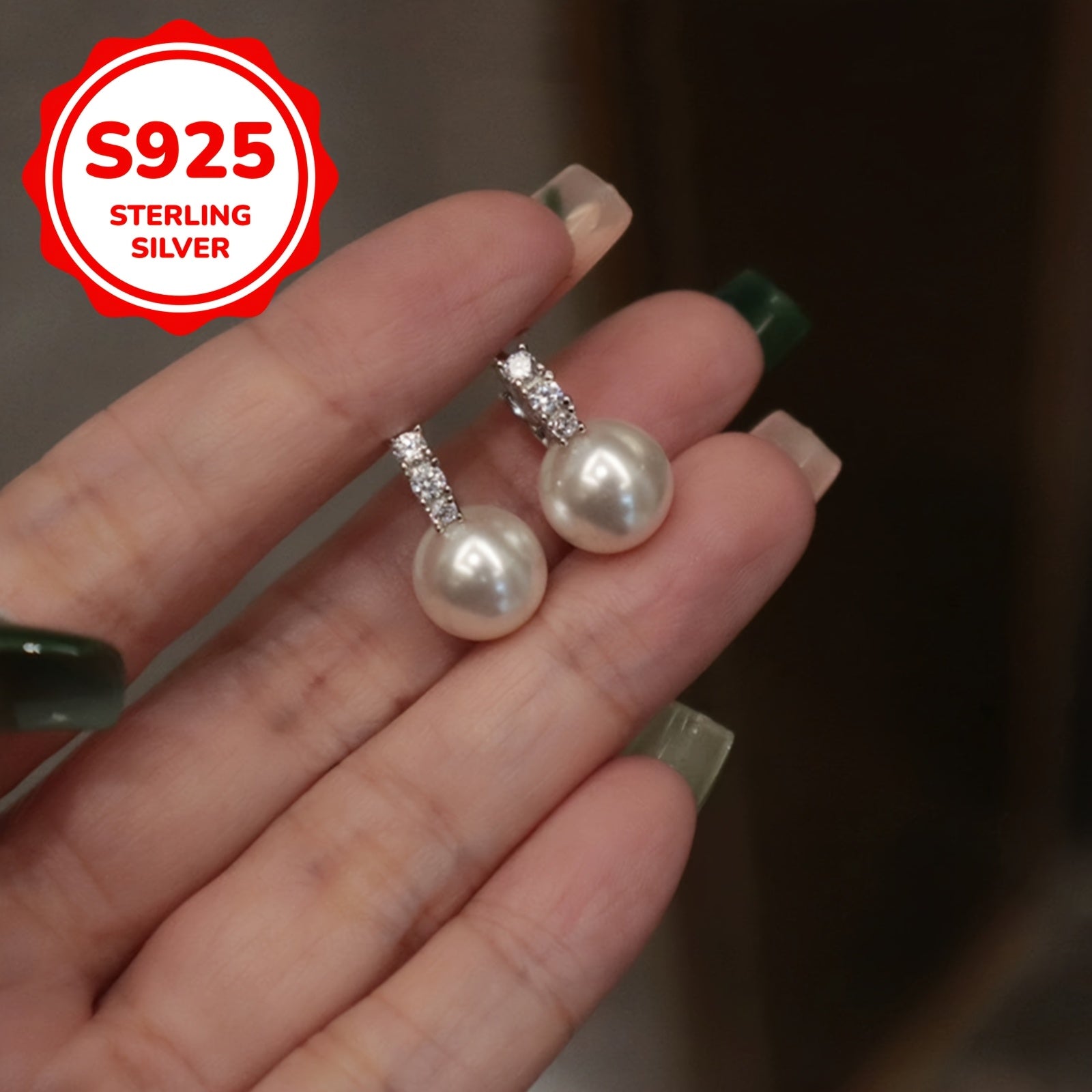 1 Pair Ladies Fashion Vintage Elegant Ring Earrings, Simple Luxury, 925 Silver, 3.9g, Synthetic Zirconia Mosaic, with Sterling Silver Ear Needle, for Daily, Party, Mother'S Day, Anniversary, Valentine'S Day, Birthday, Christmas