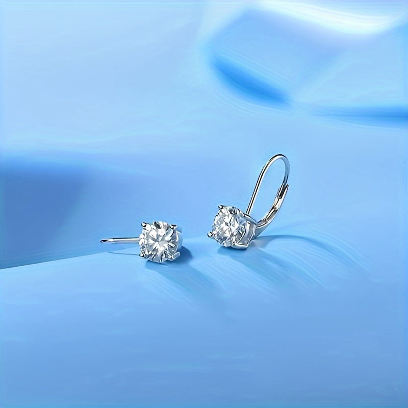 925 Sterling Silvery, Moissanite Earrings, 1.0 Carat Bright Round Cut Laboratory Planted Moissanite Earrings, 925 Silvery with 1.5g Pendant Moissanite Leverback Pendant Earrings, Equipped with Exquisite Gift Box