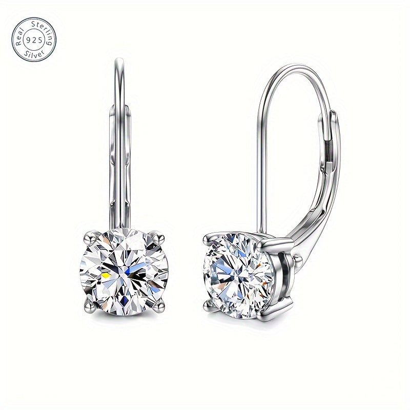 925 Sterling Silvery, Moissanite Earrings, 1.0 Carat Bright Round Cut Laboratory Planted Moissanite Earrings, 925 Silvery with 1.5g Pendant Moissanite Leverback Pendant Earrings, Equipped with Exquisite Gift Box