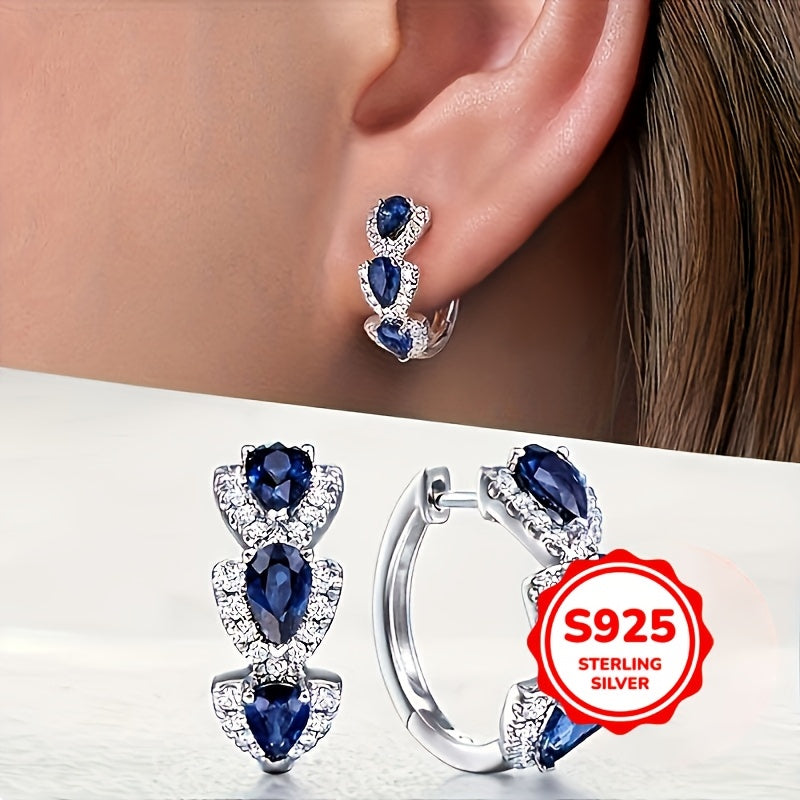 A Pair of 925 Sterling Silver Round Earrings for Ladies' Fashion Rings, with an Elegant And Luxurious Style, Are Suitable for Brides' Engagement And Wedding Jewelry