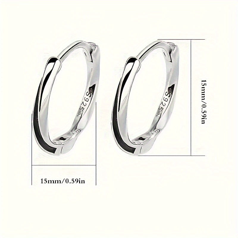 S925 Minimalist Men'S And Women'S Hypoallergenic Pure Silvery Earrings, Worn Daily