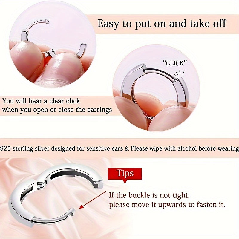 A Pair of 925 Sterling Silver Round Earrings for Ladies' Fashion Rings, with an Elegant And Luxurious Style, Are Suitable for Brides' Engagement And Wedding Jewelry