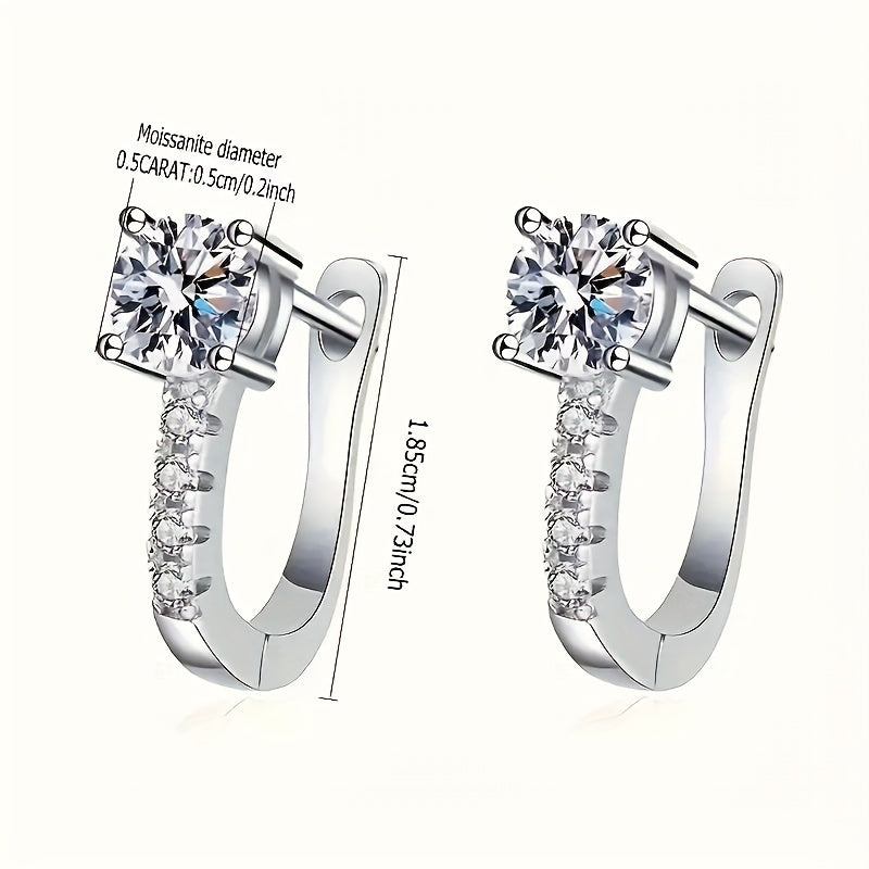 [Elegant Silver Earrings] Elegant 925 Silver 1 Pairs Moissanite Earrings | Women's Fine Jewelry, Daily Wear, Perfect Holiday Souvenir Gift for Lady Teenage Girl, with A Beautiful Gift Box