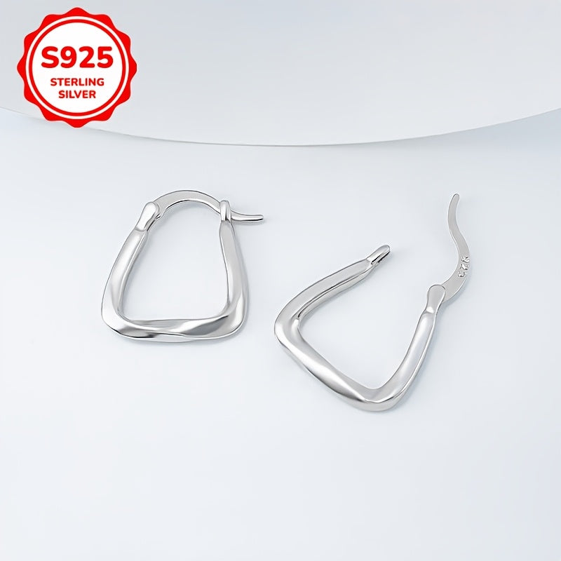 Women's earrings with simple geometric twist 925 silver, suitable for daily wear and gift giving
