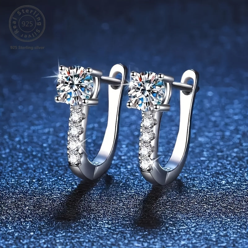 1 Pair Of Exquisitely Crafted 925 Sterling Silvery 0.5*2 Carat Moissart, 4 Small Diamond Earrings, Wife Anniversary Gift, Birthday Jewelry From A Woman to A Girlfriend, Valentine's Day Mother's Day Gift, Gift Box