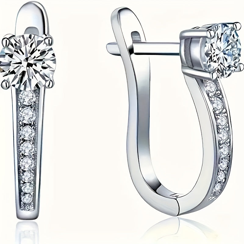 [Elegant Silver Earrings] Elegant 925 Silver 1 Pairs Moissanite Earrings | Women's Fine Jewelry, Daily Wear, Perfect Holiday Souvenir Gift for Lady Teenage Girl, with A Beautiful Gift Box