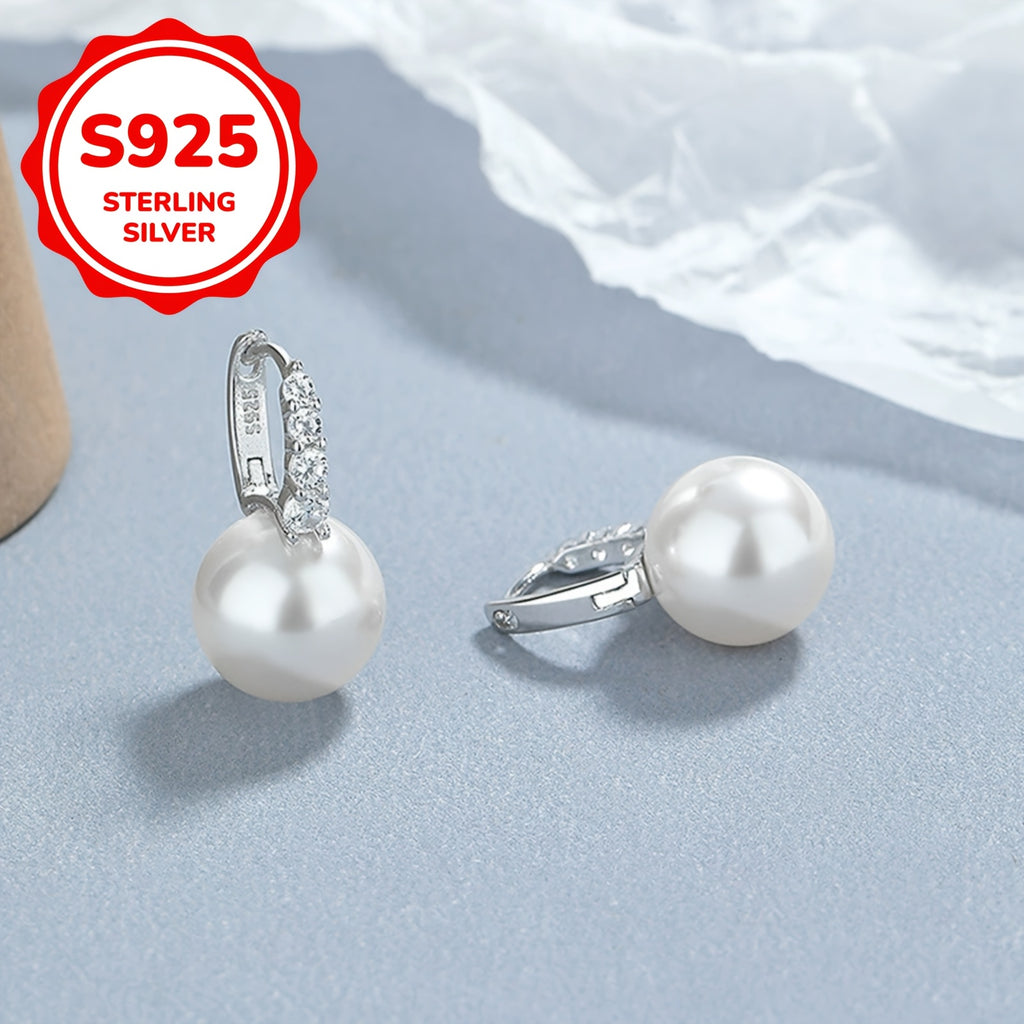 1 Pair Ladies Fashion Vintage Elegant Ring Earrings, Simple Luxury, 925 Silver, 3.9g, Synthetic Zirconia Mosaic, with Sterling Silver Ear Needle, for Daily, Party, Mother'S Day, Anniversary, Valentine'S Day, Birthday, Christmas
