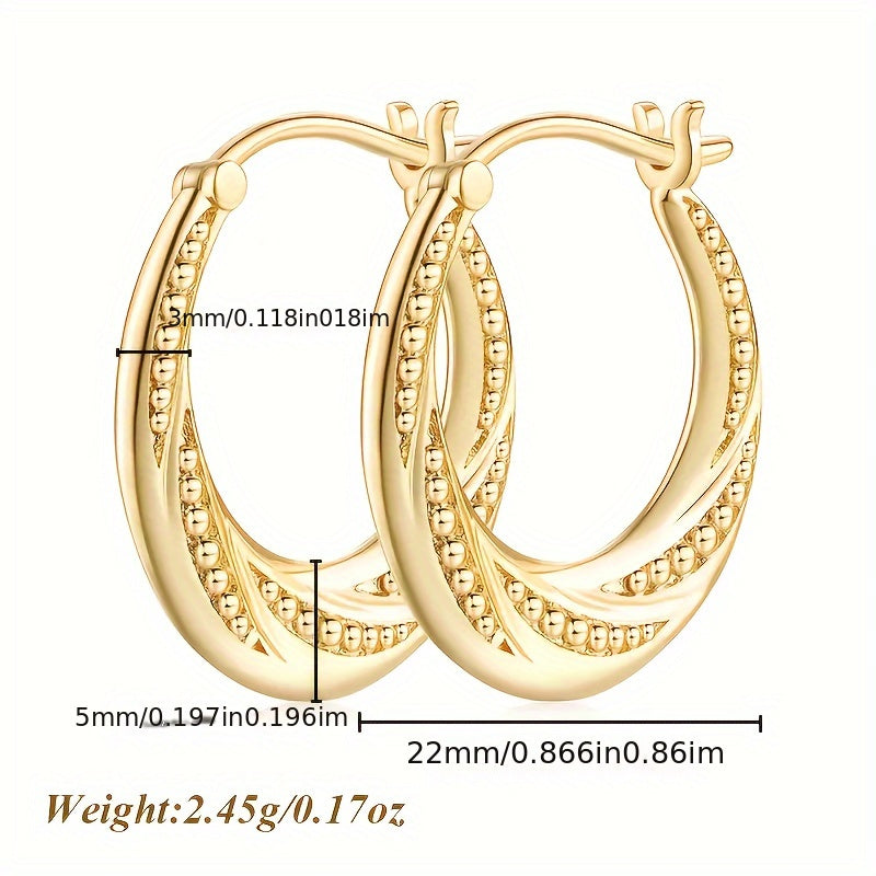 925 Silver, 18K Gold Plated, Gold Bead Spiral Earrings, Stylish Earrings for Parents, Weddings, Valentine's Day, Anniversaries, Birthdays And Graduation Ceremonies with Beautiful Gifts