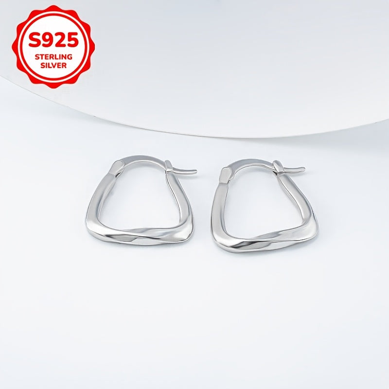 Women's earrings with simple geometric twist 925 silver, suitable for daily wear and gift giving