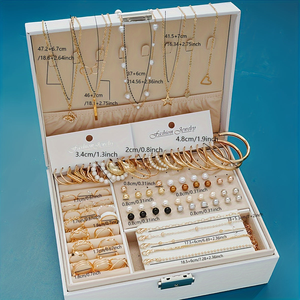86pcs Fashionable Elegant Necklace, Earrings, Rings, and Studs Jewelry Set for Women & s - Versatile Casual Attire or Holiday Gift, No Box Included