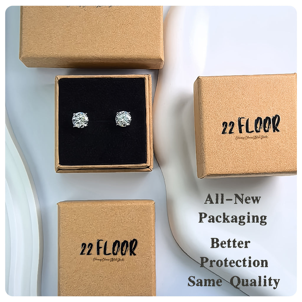 1 Pair Moissanite Stud Earrings 1CT, 2CT, 4CT, 6CT D Color VVS1 Clarity Brilliant Round Cut Lab Moissanite 18K gold plated White Golden Plated 925 Sterling 925 Silver Earring Jewelry Gifts for Men Girls with Jewelry Box, for Teenager