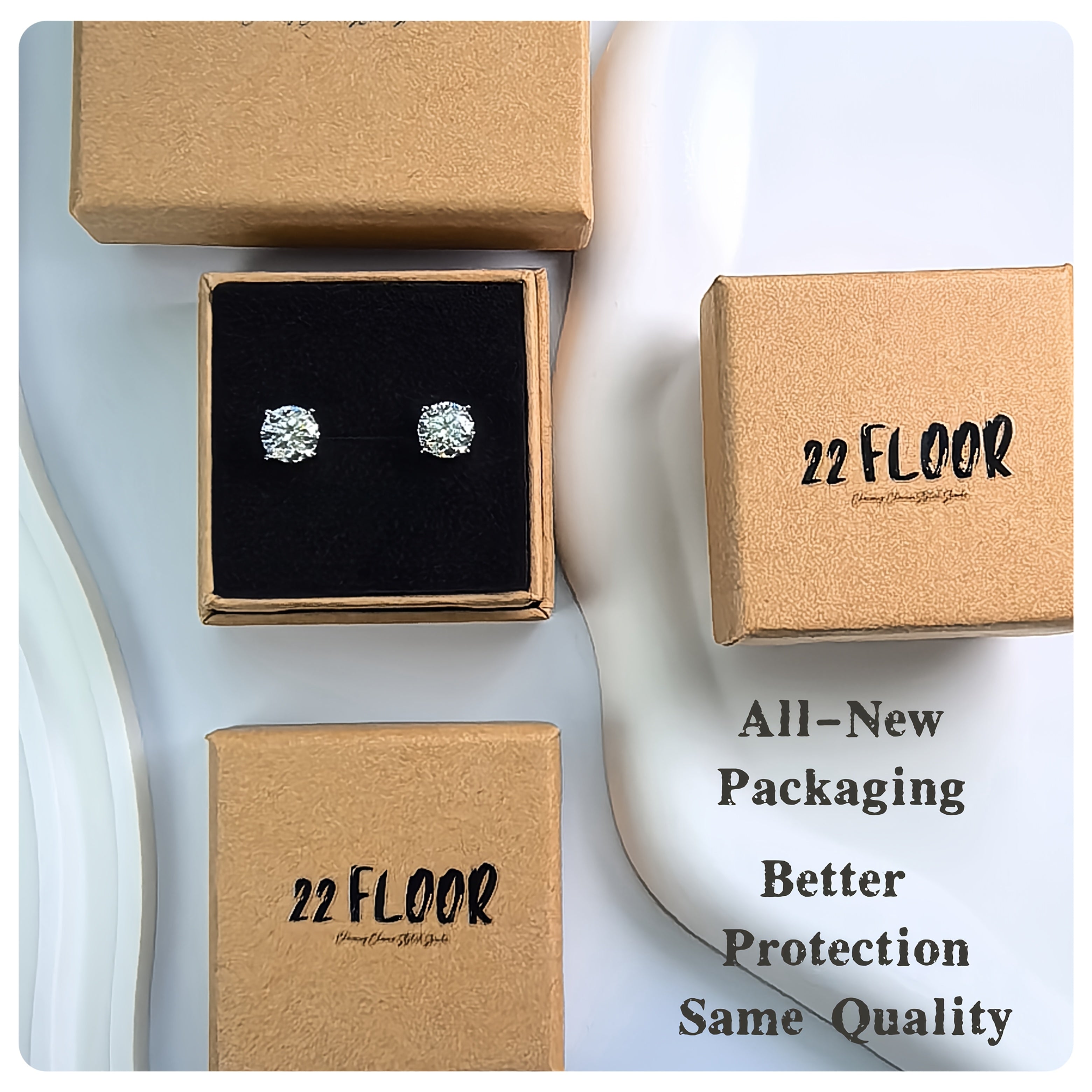 1 Pair Moissanite Stud Earrings 1CT, 2CT, 4CT, 6CT D Color VVS1 Clarity Brilliant Round Cut Lab Moissanite 18K gold plated White Golden Plated 925 Sterling 925 Silver Earring Jewelry Gifts for Men Girls with Jewelry Box, for Teenager
