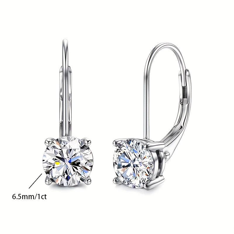 925 Sterling Silvery, Moissanite Earrings, 1.0 Carat Bright Round Cut Laboratory Planted Moissanite Earrings, 925 Silvery with 1.5g Pendant Moissanite Leverback Pendant Earrings, Equipped with Exquisite Gift Box