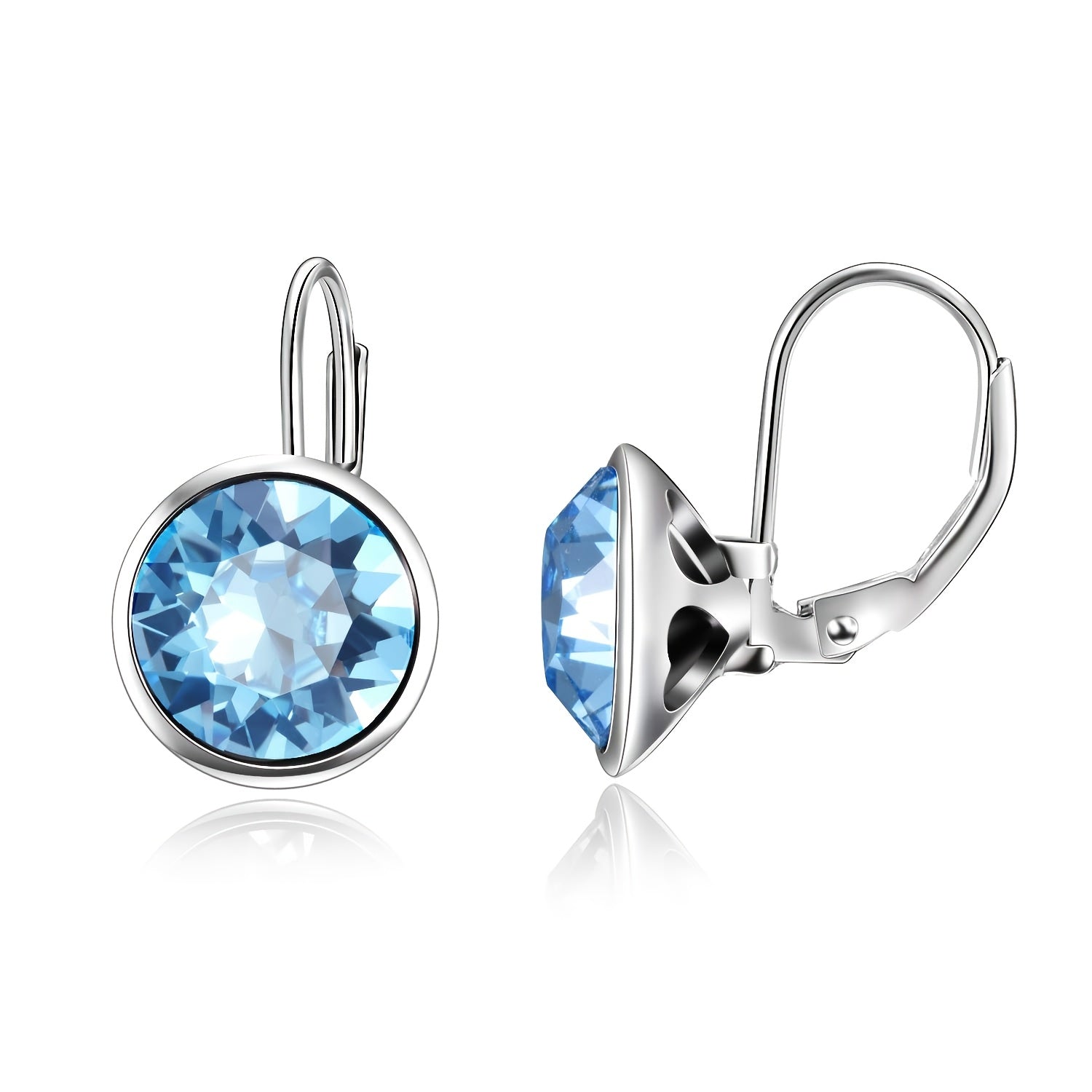S925 Sterling Silver Bella Earrings Embellished with Artificial Crystal Pierced Leverback Cushion Cut Earrings, Fine Jewelry Gifts for Women, Best for Christmas